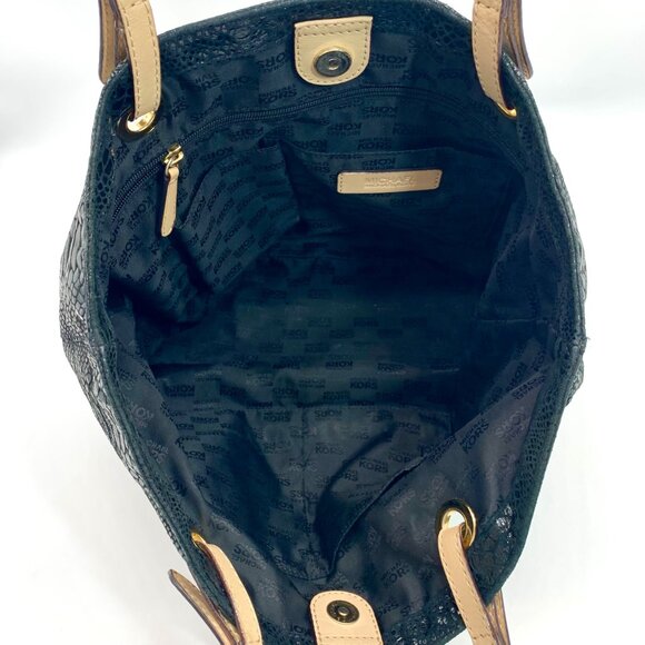 Michael Kors Jet Set Black Embossed Python Tote - Picture 12 of 13